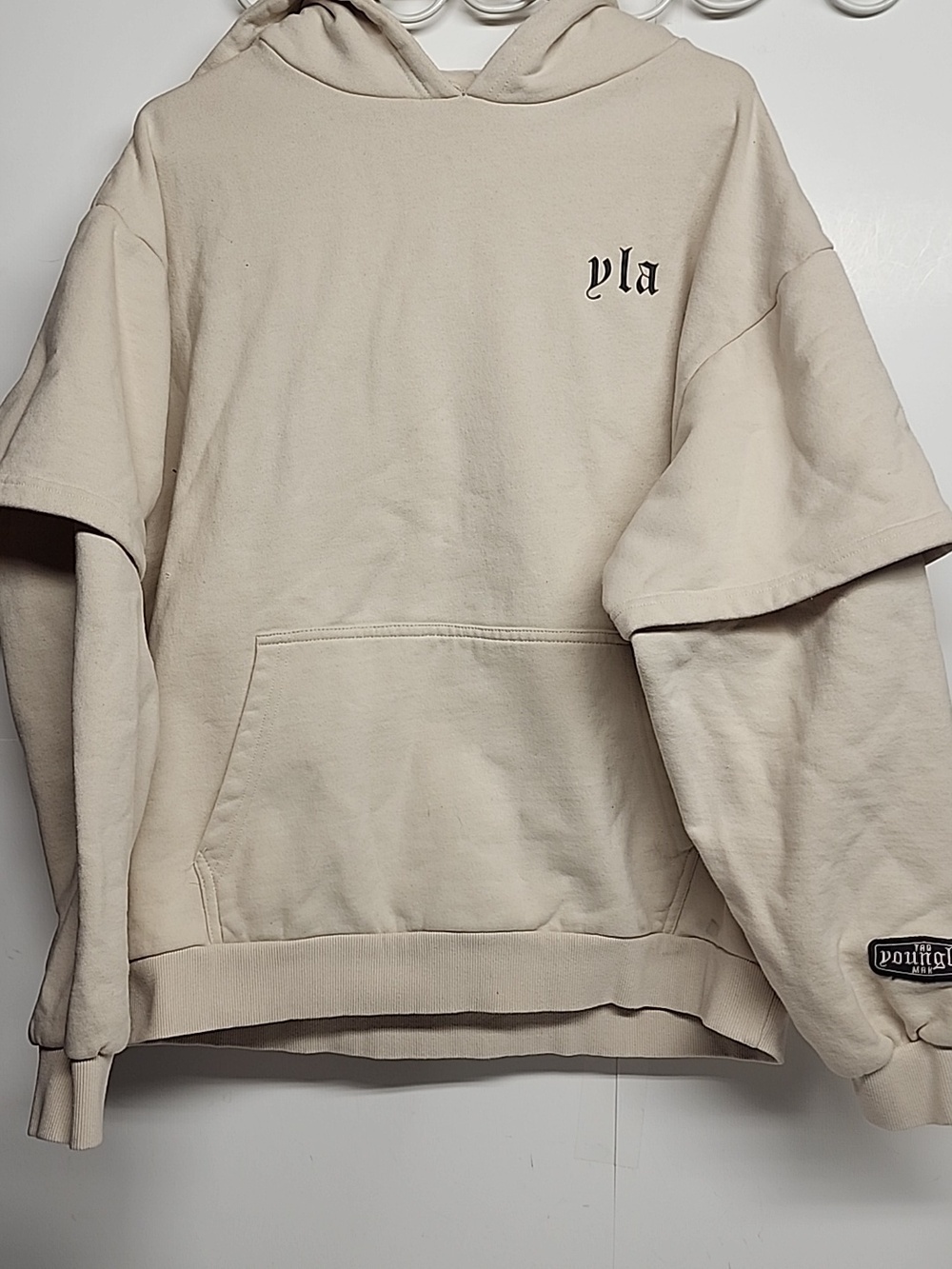 Young LA Los Angeles Cream Hooded Pullover Sweatshirt